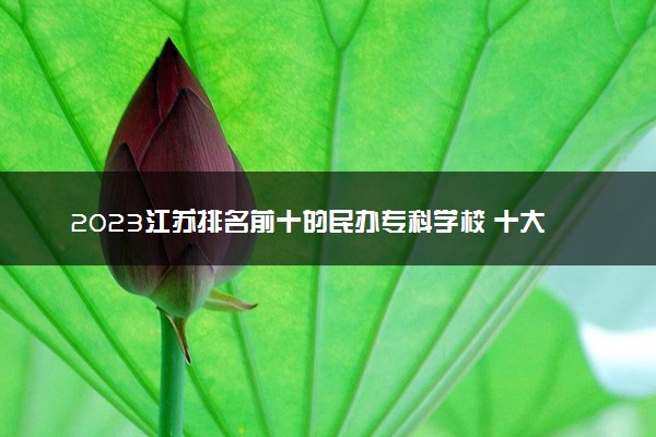 2023江苏排名前十的民办专科学校 十大高职专科院校排行榜