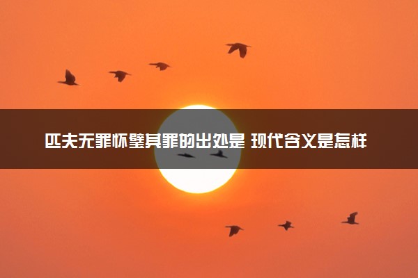 匹夫无罪怀璧其罪的出处是 现代含义是怎样的