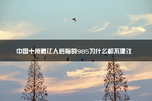 中国十所最让人后悔的985为什么都不建议上？