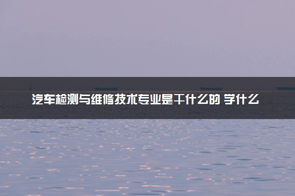 汽车检测与维修技术专业是干什么的 学什么课程