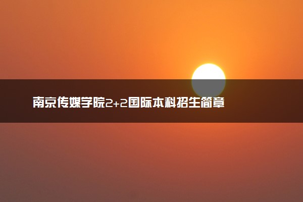 南京传媒学院2+2国际本科招生简章