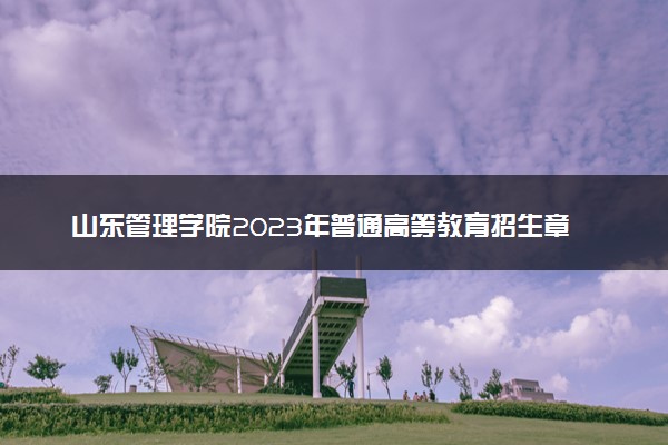 山东管理学院2023年普通高等教育招生章程