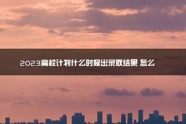 2023高校计划什么时候出录取结果 怎么查询