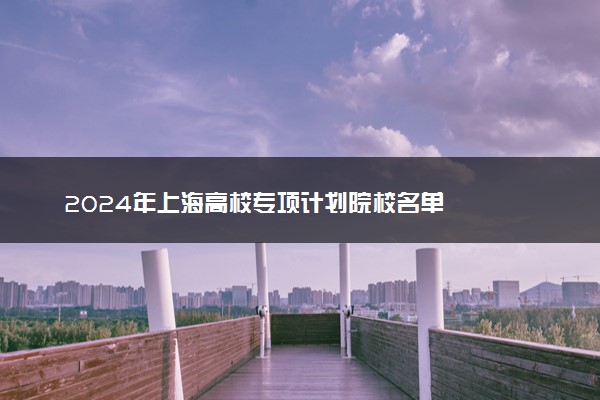 2024年上海高校专项计划院校名单