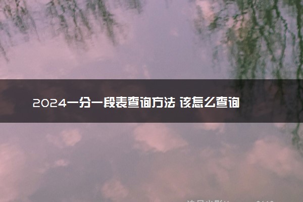 2024一分一段表查询方法 该怎么查询