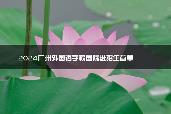 2024广州外国语学校国际班招生简章
