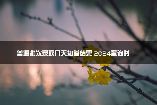 普通批次录取几天知道结果 2024查询时注意什么