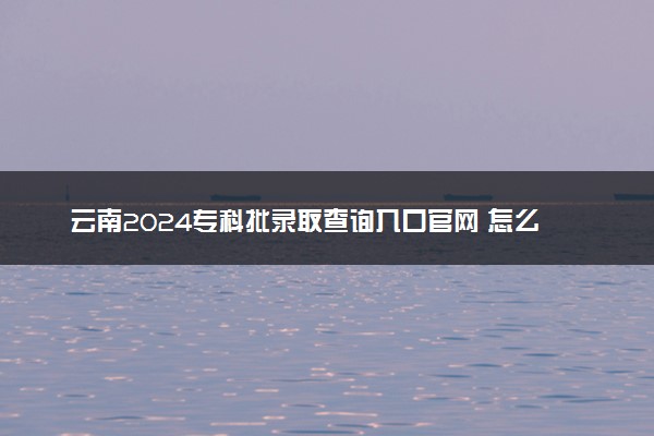 云南2024专科批录取查询入口官网 怎么查录取结果