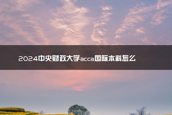 2024中央财政大学acca国际本科怎么样 有哪些优势