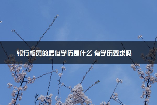 银行柜员的最低学历是什么 有学历要求吗