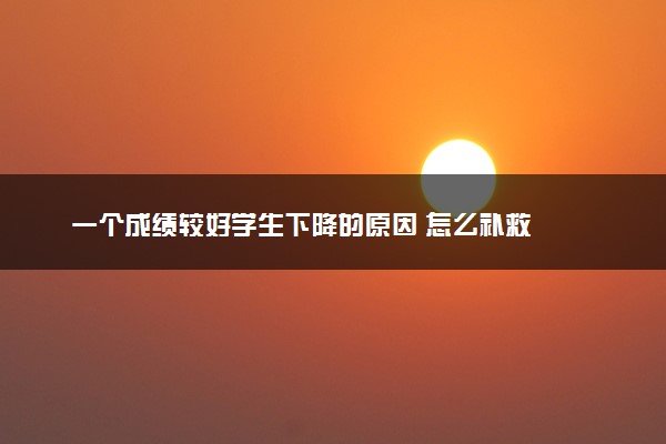 一个成绩较好学生下降的原因 怎么补救