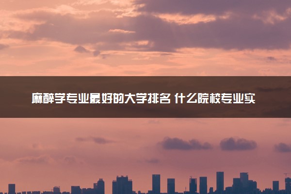 麻醉学专业最好的大学排名 什么院校专业实力强