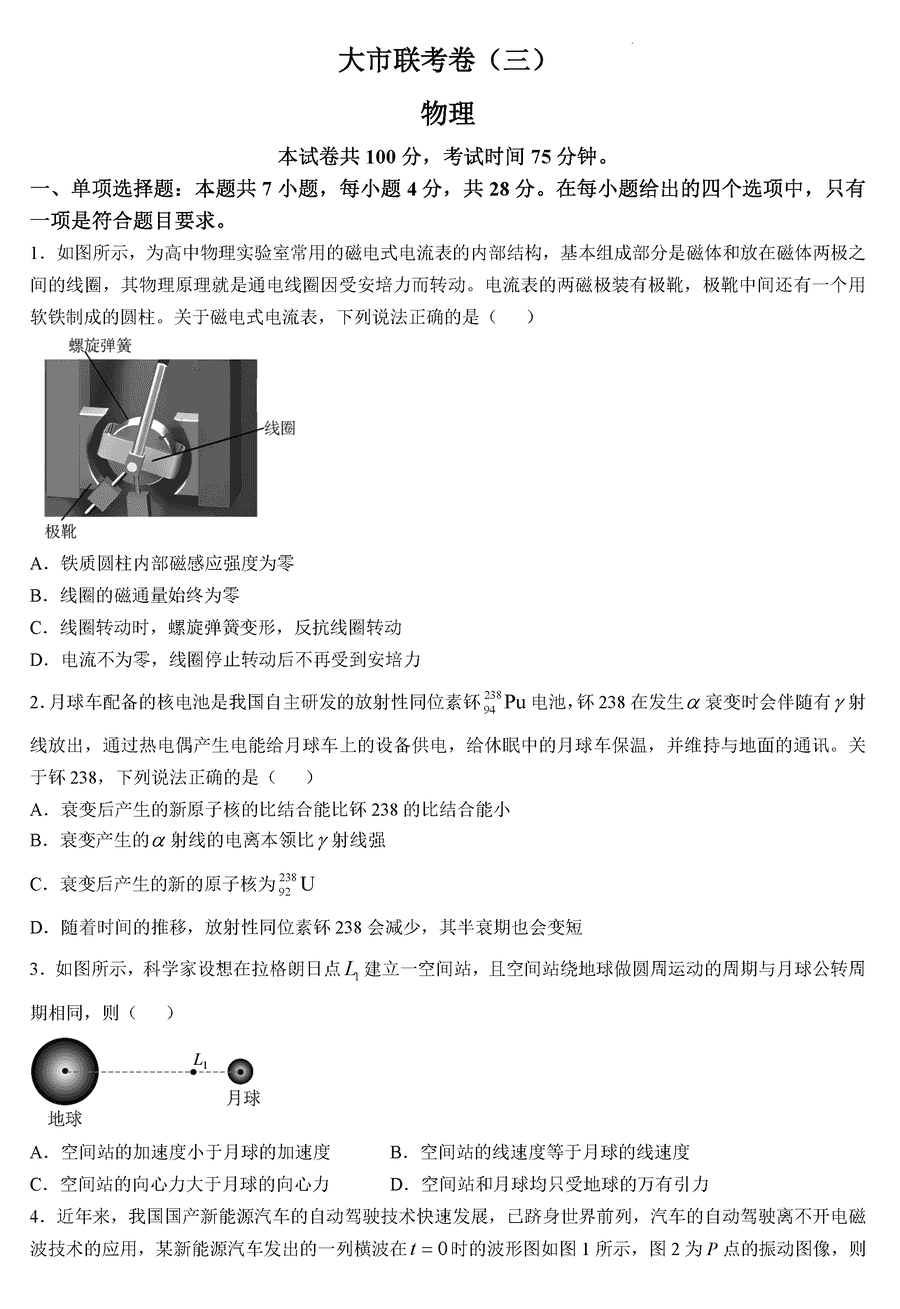 陕西汉中2024-2025学年高三上学期11月期中物理试题及答案