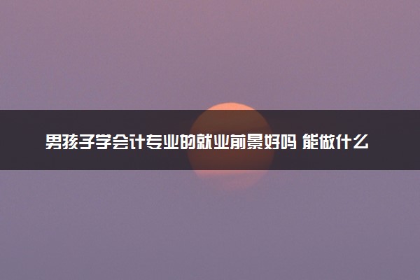 男孩子学会计专业的就业前景好吗 能做什么工作