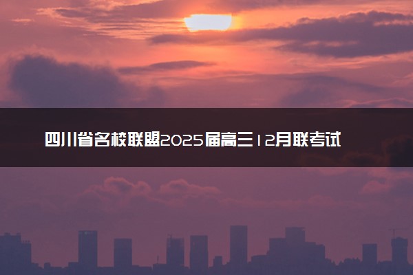 四川省名校联盟2025届高三12月联考试题及答案汇总