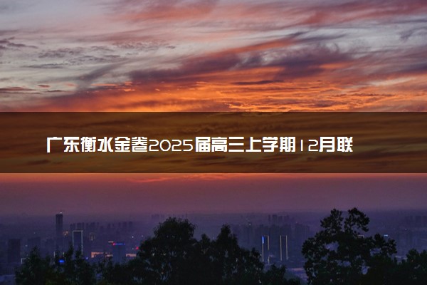 广东衡水金卷2025届高三上学期12月联考试题及答案汇总