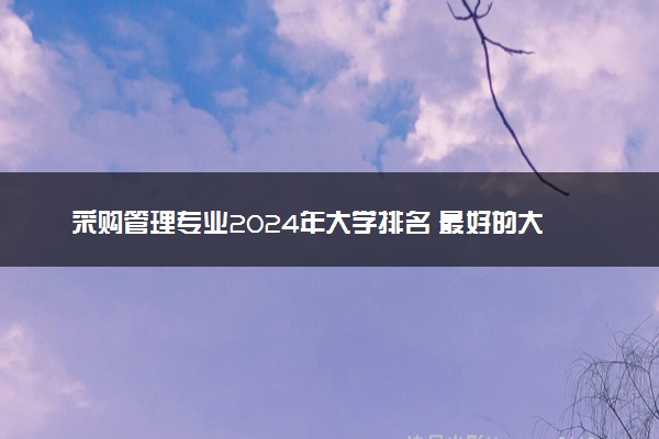 采购管理专业2024年大学排名 最好的大学排行榜