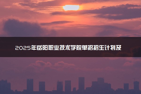 2025年岳阳职业技术学院单招招生计划及专业