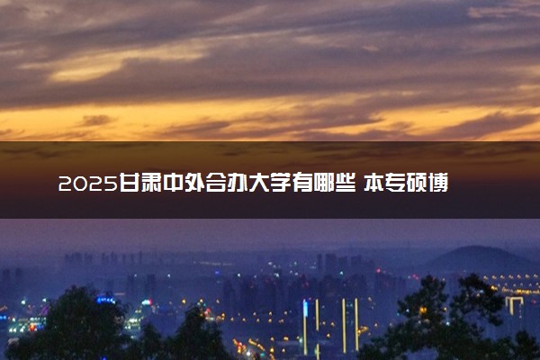 2025甘肃中外合办大学有哪些 本专硕博院校名单汇总