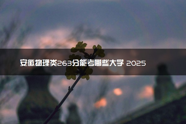 安徽物理类263分能考哪些大学 2025考生稳上的大学名单