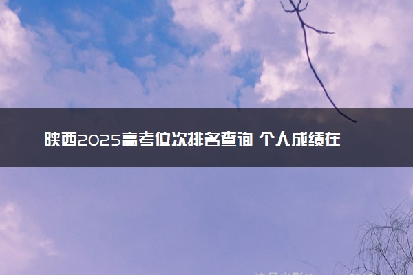 陕西2025高考位次排名查询 个人成绩在全省排名怎么查