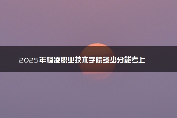 2025年杨凌职业技术学院多少分能考上 最低分及位次